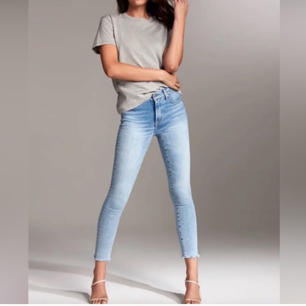 Denim Forum Aritzia The Nico Mid Rise Skinny Crop Jeans Women’s Size 30 Raw Hem‌